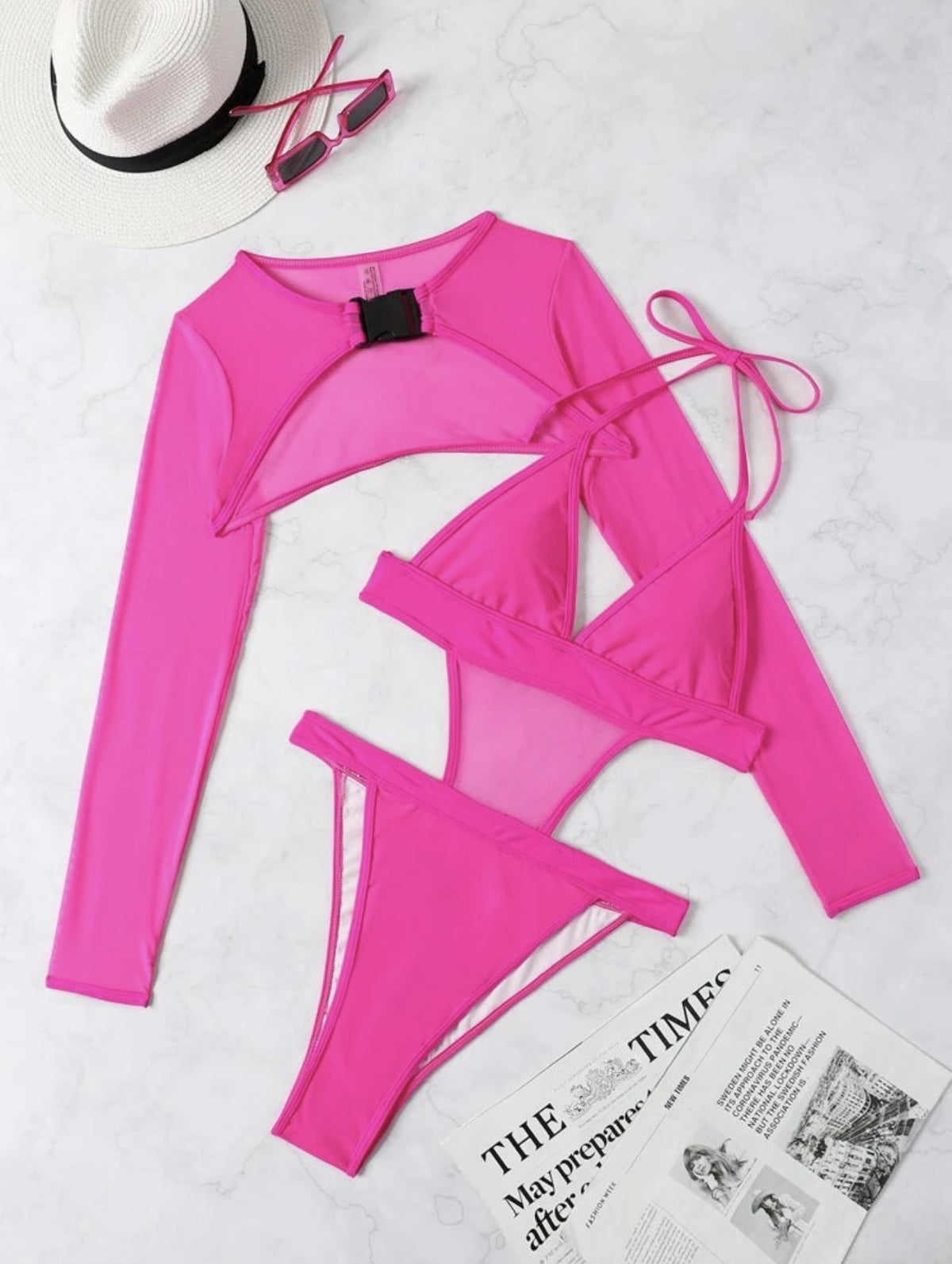 Neon Long Sleeve High Cut Out Women Swimwear One Piece Swimsuit Female Mesh Monokini Bather Bathing Suit Swim Lady Beachwear