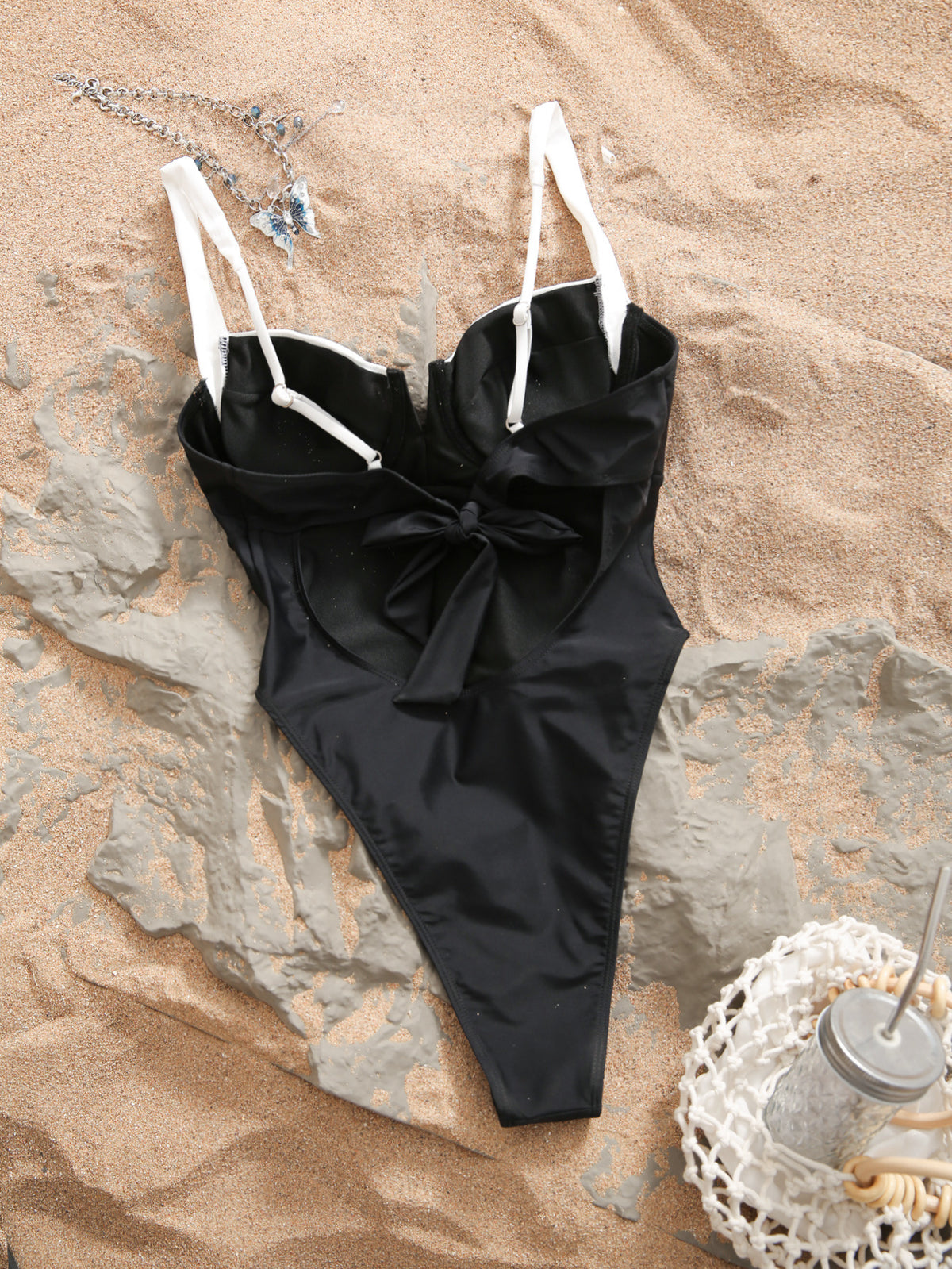 S - XL Splicing High Leg Cut One Piece Swimsuit Women Swimwear Female Underwired V-Bar Bather Bathing Suit Swim Beach Bodysuit