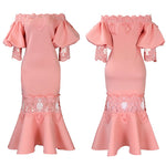 D368 cross-border women's fashion temperament lace off-the-shoulder fishtail party sexy party dress foreign trade dress