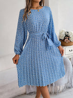 Spring Summer Casual Long Sleeved Floral Large Hem Pleated Women Clothing