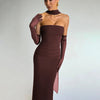 Spring Tube Top Cinched Waist Women Dress Elegant Ribbon Backless Sexy Sheath Dress