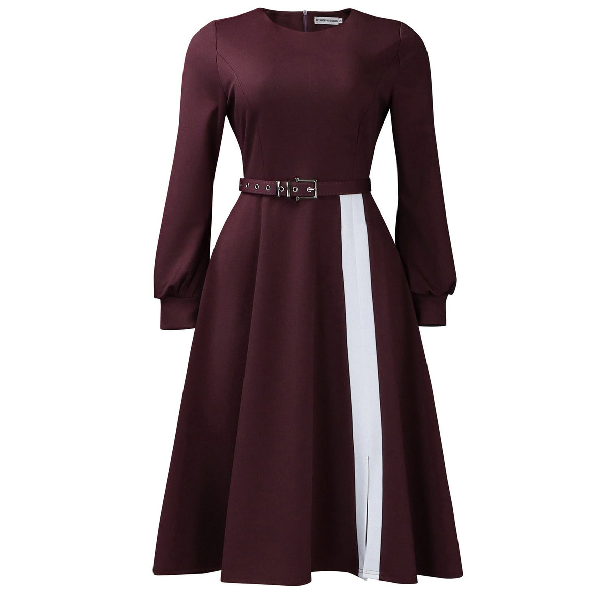 Women Clothing Long Sleeve round Neck Solid Color High Waist Elegant Spliced African Dress