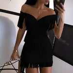 Tight Dress off Shoulder Tassel Tight