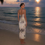Women Clothing Summer Leopard Print Printed Lace up Backless Sexy Sling Sheath Dress