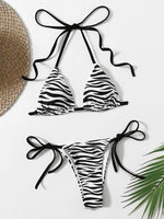 Sexy Leopard Bikini 2025 Halter Swimsuit Women String Swimwear Female Micro Bikini Set Brazilian Bathing Suit Push Up Swim Wear