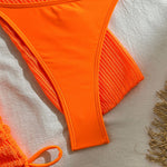 Mesh Sheer Long Sleeve Cover-Up Micro Bikini Female Swimsuit Women Swimwear Three-pieces Bikini Set Bathing Suit Swim Beach Wear