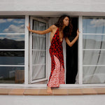 Women Clothing Fall Slim Fit Slim Backless Polka Dot Brace Maxi Dress Commuting