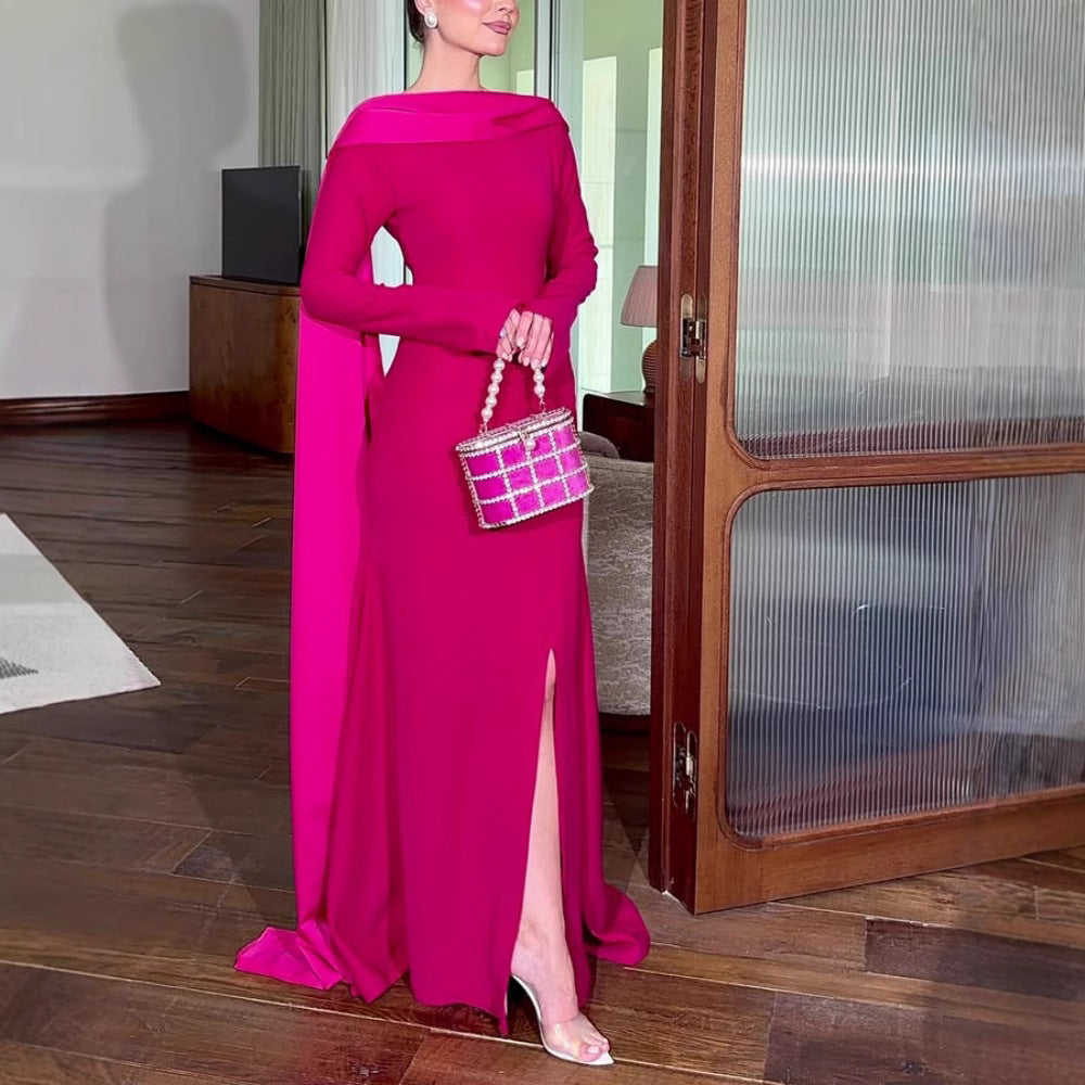Women Clothing Spring Sexy Sheath Shawl Ribbon Evening Dress