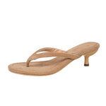Suede Stiletto Heel Flip Flops Women Summer Suede High Heel Sandals