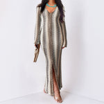Vacation Elegant Long Sleeve Narrow Maxi Dress Women Clothing Autumn Winter