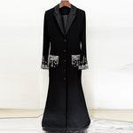 Heavy Industry Beads Diamond Tailored Collar Dress Dress Fishtail Dress