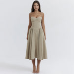 Sexy Dress Sexy Women Clothing Sexy V neck Strap Mid Length Dress Waist Tight Slim Backless Dress for Women