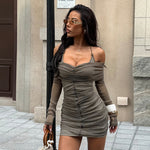 Autumn Winter Evening Dress Sexy Tube Top Halter Mesh Thin Glittering Hip Dress