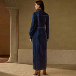 Women Clothing Long Sleeve Breasted Maxi Dress(Without Belt)