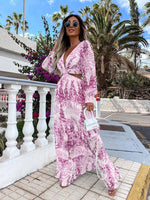 Women Wear Spring Long Printed V neck Long Sleeve Elegant Dress