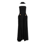 Elegant Autumn Slim Tube Top Twisted Buckle Ribbon Dress