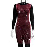 Rhinestone Fishnet Top Summer Popular Mesh Rhinestone Women Clothing Short Sleeve