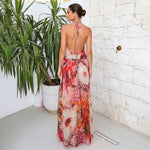 Summer Women Clothing Sexy V neck Halter Backless Split Dress