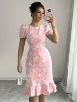 Summer Slim Fit Sheath Knee Length Office Casual All Matching Dress
