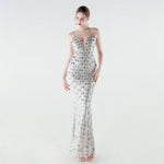 Heavy Industry Sequin Slim Deep Fishtail Evening Dress
