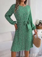 Spring Summer Casual Long Sleeved Floral Large Hem Pleated Women Clothing