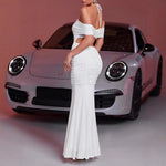 Summer Women Clothing Fashionable Elegant Dress Mesh Silver-Sprinkling off Shoulder Sleeveless Dress