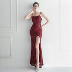 Positioning Floral Sequin Sexy Strap Tube Top Nightclub Dress Dinner Star Evening Dress