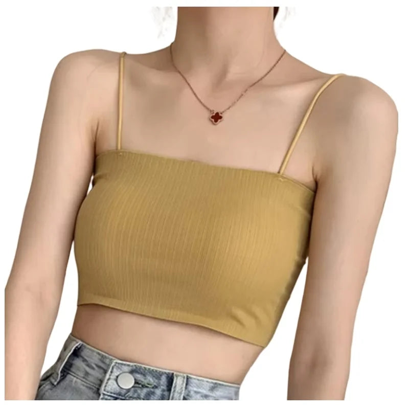Summer Tube Bras For Women Sexy Seamless Underwear Crop Tops Sexy Lingerie Silky Bandeau Bra Removable Pads Intimates