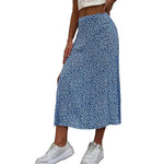 Harajuku Floral Print Long Skirt Vintage High Rise Straight Midi Skirts For Women Summer Skinny Bohemian Split Beach Skirts Y2k