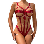 Women Black Strappy Body Harness Teddy Lingerie Open Cup Crotchless One Piece Bodysuit Nightwear Exotic Clothes Backless Corset