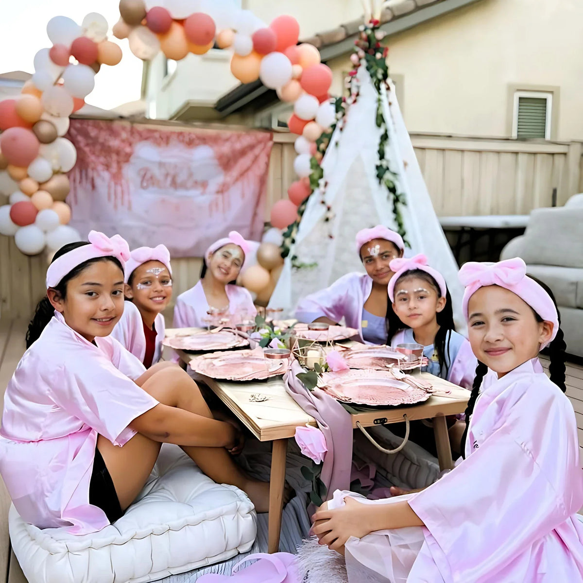 6-18Set Spa Party Robes for Girls Spa Gowns for Girls Spa Supplies Kimono Satin Robe Sleepover Pajamas Party Birthday Slumber