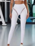 Sexy Mesh Fitness Yoga Trousers Women's High Elastic Nude Buttocks Quick-drying Breathable Leggings Europe and America