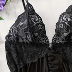 Elegant Transparent Red Lingerie Women's Underwear Sleepwear Lace Nightdress Panty Pijamas Sets Female Babydoll
