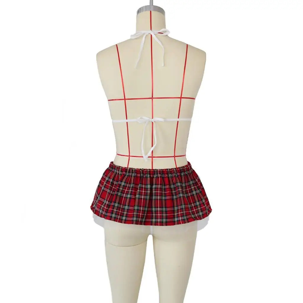 Cosplay Schoolgirl Lingerie Nightdress Student Uniform Bra Sets Sexy Costumes Red Plaid Sexy Outfit Lingerie For Women
