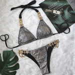 2026 Shiny Rhinestone Diamond Bikini Women Swimsuit Female Swimwear Two Pieces Bikini Set Halter Metal Chains Bathing Suit Swim