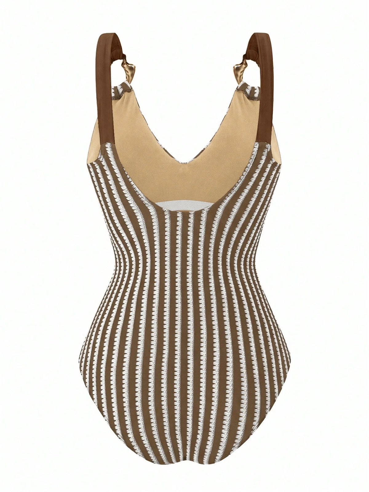 Vintage Black Striped Swimwear Skirts Set Women 2026 Metal Buckle Strap V Neck Slimming Bathing Suit Holiday One Piece Swimsuit