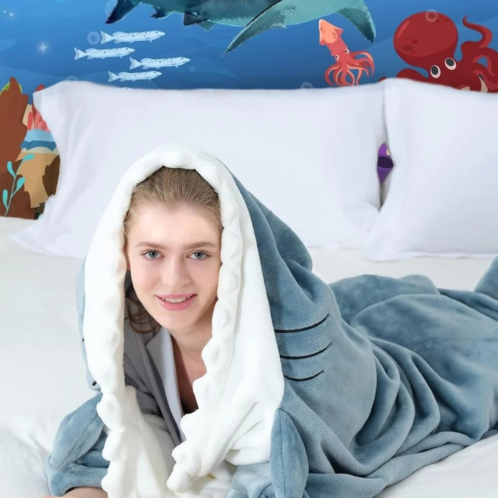 Cute Anime Cartoon Shark Jumpsuits Pajamas For Adults Couples Funny Onesize Role-playing Costumes Wearable Funny Nightdress