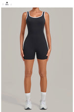 Color Blocking Brushed Yoga Jumpsuit Women Hollow Out Backless Tight Sport One Piece Suit Gym Running Exercise Fitness Bodysuits