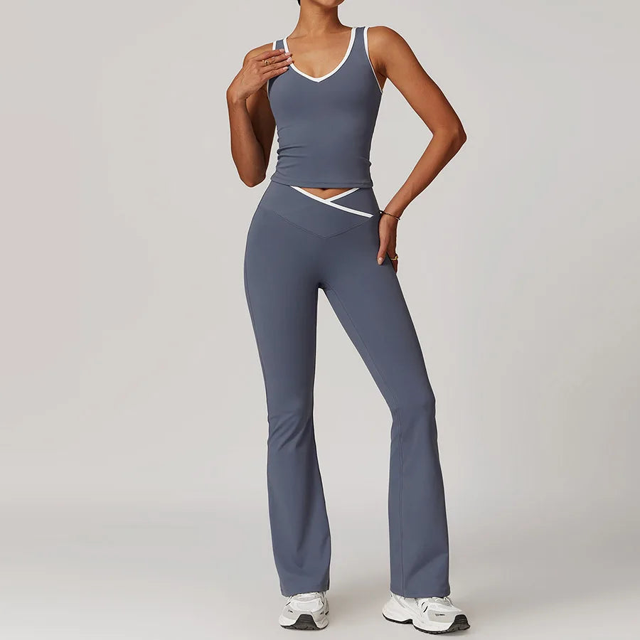 Yoga Set2 Pieces Workout Outfits Fitness Sportswear Gym Tracksuit High Waist Leggings Sports Bra Athletic Wear Women Clothes