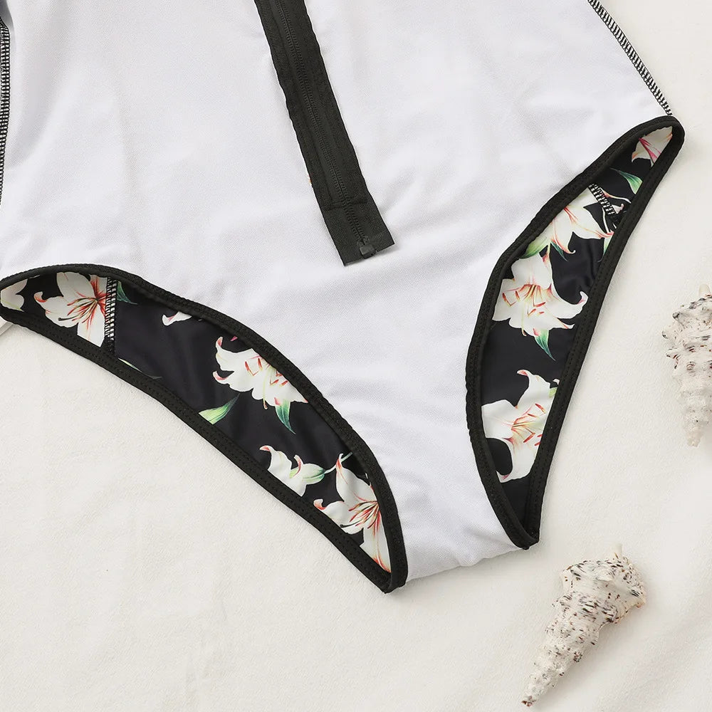 2026 Surfing Sport Swimsuit Long Sleeves Women One Piece SwimsuitSwimwear Solid Monokini Bathing Suit Tropical Bodysuit Female
