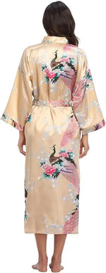 RB015 Satin Robes for Brides Wedding Robe Sleepwear Silk Pijama Casual Bathrobe Animal Rayon Long Nightgown Women Kimono XXXL