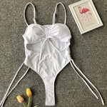 Neon Green Tummy Cut Out Female Swimwear One Piece Swimsuit Women Thong String Monokini High Leg Cut Bathing Suit Swim Bodysuit