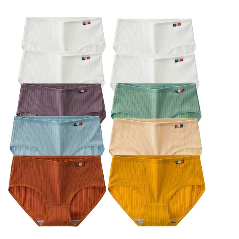 10Pcs/Set Women Cotton Seamless Panties Sexy Underwear Female Breathable Solid Color Underpants Lingerie Low Rise Briefs M-XL