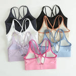 Women's Beautiful Back Contrasting Sports Bra Integrated Buckle Yoga Top Fitness Bra Supportive Active Wear