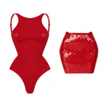 2026 2Pcs Sexy Women One Piece Swimsuit Female Swimwear Solid Biquini High Cut Monokini Push Up Swim Suits Bathingsuit Beachwear