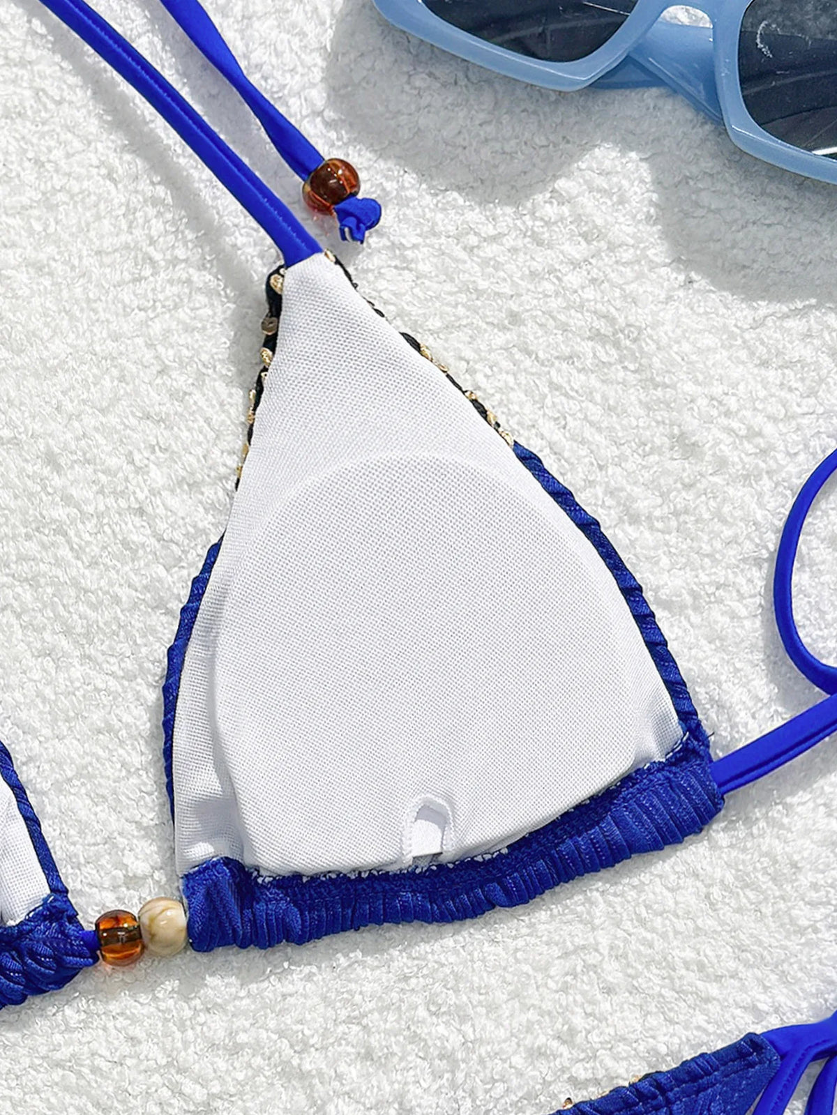 Sexy Blue Knitted Patchwork Bikini Set Women Halter Push Up Bra Bandage Thong Swimsuit Summer Bathing Suit Pool Swimwear 2026