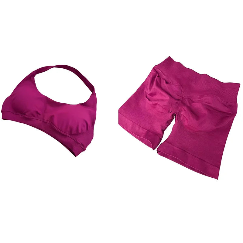 2 Pieces Gym Set Sports Suit Women Sports Bra Yoga Shorts Fitness Suit Gym Sets Seamless Workout Outfits Yoga Set Sportswear