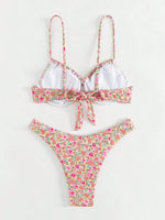 New Sexy Floral Print Push Up Bikini 2024 Women Swimwear Female Swimsuit Two Pieces Thong Bikini Set Bather Bathing Suit Beach