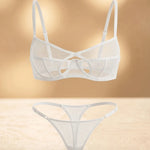 French Style Sexy Embroidered Transparent Underwear Set V-Neck Design Anti-Sagging Breathable Bra And Panties Ensemble