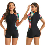 Sports One Piece Swimsuit 2026 New Boyleg Slim Swimwear Women Bathing Suit Surf Monokini Modest Athletic Floral Swimming Suits